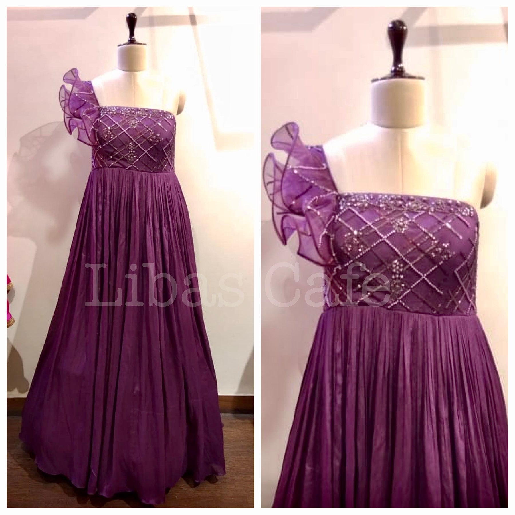 Purple One Shoulder Gown